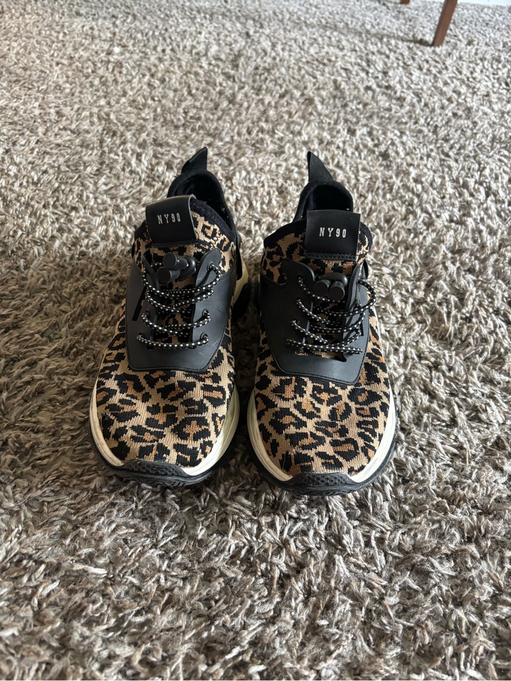 Steve Madden NY90 Leopard Print Athletic Sneakers - Black & Brown